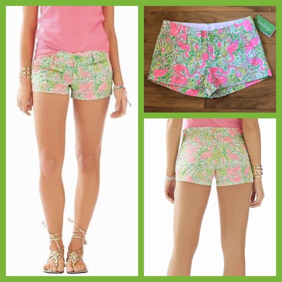 Lilly Pulitzer Pants - Lilly Pulitzer Walsh Shorts Hot Wings Flamingo